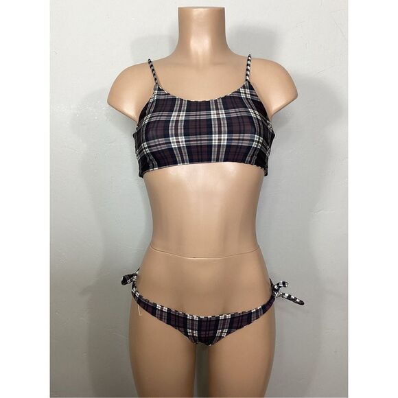 New. Volcom plaid and check bikini. Small. Retails $149 - Picture 2 of 8
